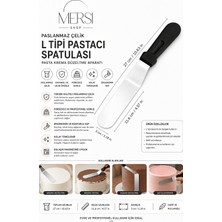 Mersi Shop Paslanmaz Çelik L Tipi Pastacı Spatulası Pasta Krema Düzeltme Aparatı