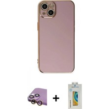 Marsilyan™- iPhone 15 Kılıf Yankı Serisi - Siyah Polymer Nano Ekran Koruyucu + Raze Metal Kamera Lens - Sı