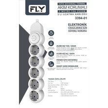 Fly 3394-01 5 Li 2500 Watt Anahtarlı Akım Korumalı Priz 2 mt