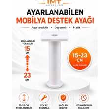 İmt Aksesuar 15*23 cm Ayarlanabilir (Beyaz) Destek Ayağı Mobilya Kanepe Baza Koltuk Dolap Ayağı