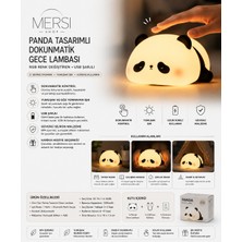 Mersi Shop Panda Tasarımlı Dokunmatik Gece Lambası Rgb Renk Değiştiren USB Şarjlı