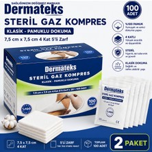 Dermateks Steril Gaz Kompres 7,5×7,5cm 4kat 5'li Zarf 2 Paket