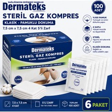 Dermateks Steril Gaz Kompres 7,5×7,5cm 4kat 5'li Zarf 6 Paket