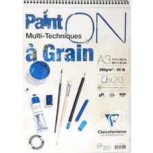 Clairefontaine Paint On Üstten Spiralli 200 Gr 20 Yp A3 Çok Amaçl