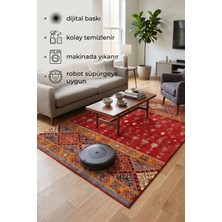Estiva Home Klasik Antik Desenli Dijital Kaymaz Pamuk Taban Yıkanabilir Tozumaz Robot Süpürgeye Uygun Salon Otuma Mutfak Yolluk Halısı Kalın Süngerli Pamuklu