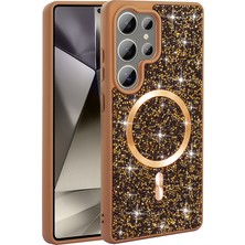 Roketcim Galaxy S26 Ultra Kılıf Pırlanta Tasarımlı M-Safe Şarj Özellikli Mozaik Silikon Kapak