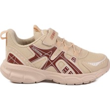 Ruffon Bej Kahve Cırtlı Unisex Çocuk Spor Ayakkabı