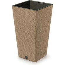 Prosperplast Furu Ahşap Katkılı Kare Plastik Saksı Açık Kahverengi