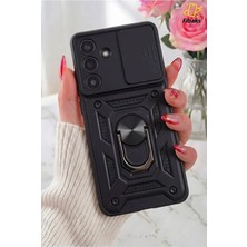 Fibaks Galaxy A37 Kılıf Kamera Korumalı Sürgülü Metal Yüzüklü Armor Military Tank Koruyucu Kapak