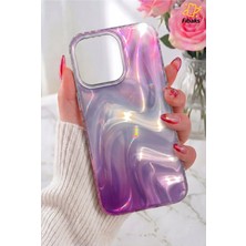 Fibaks iPhone 13 Pro Max Kılıf Rüya Shine Saten Dokulu Renk Geçişli Hologram Efektli 3D Baskıl Silikon