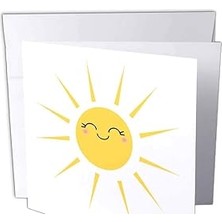 Uravas Store 3drose Gülümseyen Güneş - Sevimli Kawaii Sarı Güneşli Gülen Yüz - Beyaz Üzerine Yazlık Güneş Işığı