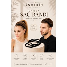 İnderin Inderin 3 Adet Unisex Sporcu Saç Bandı Ince Yoga Bant Sporcu Bandı Siyah Lastik Saç Bandı