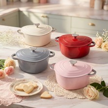 Emsan Kalp Döküm Tencere 20 cm Pembe