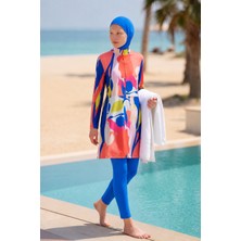 Marina Kız Garson Boy Tesettür Mayo Geometrik Desenli 4'lü Set G2320