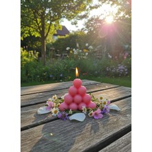 AY IŞIĞI MUMLARI Boncuk Piramit Hediyelik Dekoratif Portakal Çiçeği Kokulu Parafin Wax Mum (Pembe Renkli)