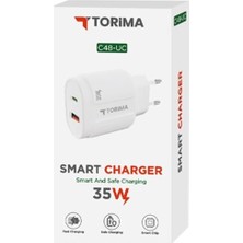 Pmr Honor X7C Ile Uyumlu 35W Type-C + USB Hızlı Şarj Başlığı