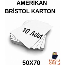 Mikro  Saygılıofis Amerikan Bristol Karton 50X70 cm 10 Adet 220 gr Bir Tarafı Parlak Bir Tarafı Mat