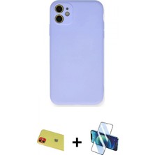 Pileli Store Pilelistore™ iPhone 11 Kılıf Ahenk Serisi - Siyah 3D Antistatik Cam Ekran Koruyucu + Rainbow Kamera Lens Koruma Cam - Kı