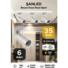 ŞANLED LED Beyaz Kasa Gün Işığı 35W Raylı Spot / 6 Adet + 1 m Ray