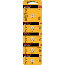 Kodak CR1220 Lityum Düğme Pil 5'li Paket 3V Yüksek Enerjili Tek Kullanımlık Pil