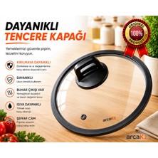 Arcak2 28 cm Silikon Kenarlı Cam Kapak ve Kulp (DİKKAT TENCERE YOKTUR)
