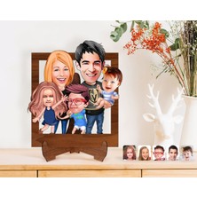 BK Gift Kişiye Özel Aile Karikatürlü Ahşap Standlı 3D Biblo-6