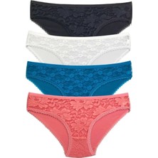 Hace Bazaar 4 Adet Önü Dantelli Transparan Kadın Slip Külot S149