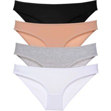 Hace Bazaar 4 Adet Süper Eko Set Likralı Kadın Slip Külot Siyah Ten Gri Beyaz