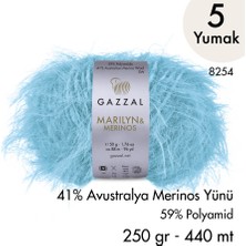 Gazzal Marilyn & Merinos 8254 El Örgü İpliği 5 Yumak 250 gr