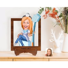 BK Gift Kişiye Özel Kadın Diş Hekimi Karikatürlü Ahşap Standlı 3D Biblo-2