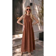 Kiko Collective Halter Yaka Keten Elbise