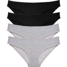 Hace Bazaar 4 Adet Süper Eko Set Likralı Kadın Slip Külot Siyah Gri