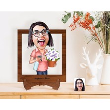 BK Gift Kişiye Özel Anneler Günü Temalı Ev Hanımı Anne Karikatürlü Ahşap Standlı 3D Biblo-2