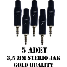 CHESTER 3.5 mm Stereo Çivi Jak Lehim Tipi Fiş Kulaklık Aux Bilgisayar Ses Kablosu Giriş Tamir Jakı 5 Adet Siyah