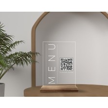 Bk Gift Restoran & Cafe & Barlara Özel Ahşap Standlı Pleksi Qr Kod Menü, Cafe&bar Için Qr Kodlu Tabela, Qr Kodlu Masa Dekoru - 10 Adet-1