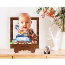 BK Gift Kişiye Özel Bebek Doğum Günü Karikatürlü Ahşap Standlı 3D Biblo-1