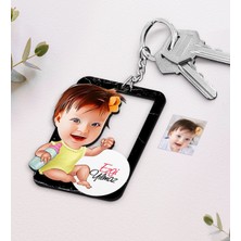 BK Gift Kişiye Özel Bebek Karikatürlü Ahşap Anahtarlık-1