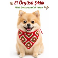 Neholia Köpek Bandanası El Örgüsü Bağlamalı Şık Evcil Hayvan Boyun Fuları Kedi Köpek Aksesuarı Krem