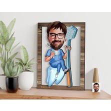 Bk Gift Kişiye Özel Erkek Diş Hekimi Karikatürlü 3D Ahşap Tablo, Sevgiliye Hediye, Arkadaşa Hediye, Yıl Dönümü Hediyesi, Doğum Günü Hediyesi-1