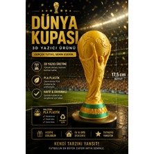 MUS3D Dünya Kupası Temalı Dekoratif Kupa – Pla Malzeme – 17,5 cm Futbol Temalı Masa ve Raf Süsü (3d Baskı)