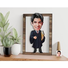 Bk Gift Kişiye Özel Erkek Avukat Karikatürlü 3D Ahşap Tablo, Sevgiliye Hediye, Arkadaşa Hediye, Yıl Dönümü Hediyesi, Doğum Günü Hediyesi-1