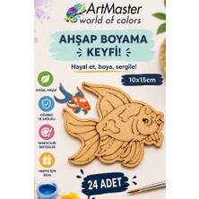 ArtMaster Ahşap Boyama Balık 24 Adet 10X15CM Boyama Deniz Figürü Etkinlik Çoçuk Gelişim Motor Beceri Kreş Anasınıfı