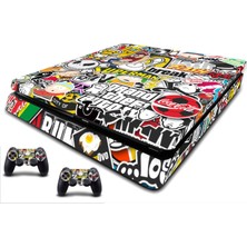 Stickermarket PS4 Slim Stickerbomb Sticker Seti Renkli Desenli Oyun Aksesuarı