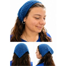 Neholia Kadın El Örgüsü Saç Bandanası Bohem Bone Yazlık Kombin Bandana Saç Aksesuarı Mavi Renk