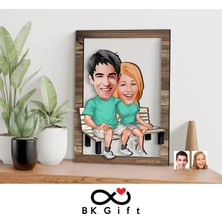 Bk Gift Kişiye Özel Sevgililer Karikatürlü 3D Ahşap Tablo, Sevgiliye Hediye, Sevgililer Günü Hediyesi, Yıl Dönümü Hediyesi, Doğum Günü Hediyesi-55