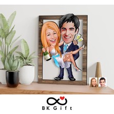 Bk Gift Kişiye Özel Evleniyoruz Karikatürlü 3D Ahşap Tablo, Sevgiliye Hediye, Sevgililer Günü Hediyesi, Yıl Dönümü Hediyesi, Doğum Günü Hediyesi-4