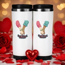 Bk Gift Kişiye Özel Best Friend Tasarımlı Ikili Çelik Termos Bardak -4, Sevgiliye Hediye, Sevgililer Günü Hediyesi