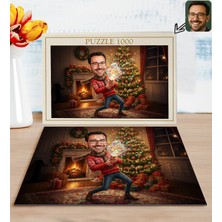 Bk Gift Kişiye Özel Erkek Yılbaşı Karikatür Tasarımlı 1000 Parça Profesyonel Puzzle-1, 1000 Puzzle, Yeni Yıl Hediyesi, Yılbaşı Hediyesi