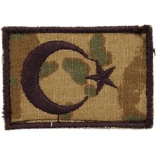Kordak Nakışlı Türk Bayrağı Peç Arma (6x4 Cm) - Kumaş Bayrak Cırtlı Peç