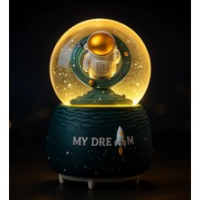 Bk Gift Renkli LED Işıklı Müzikli ve Hareketli Astronotlu Kar Küresi, Ev Hediyesi, Doğum Günü Hediyesi
